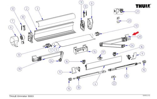 Thule Gelenkarm (rechts) für Markisenlänge ab 3m - Thule