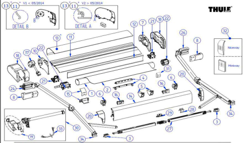 Thule Gelenkarm (Befestigung vorne)  - Thule