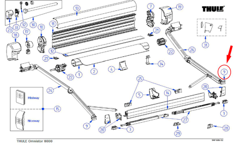 Thule Gelenkarm-Endstück Satz (links und rechts) - Thule