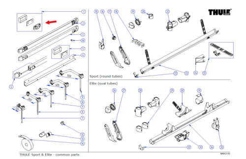 Thule Montagesatz (oben) passend zu Thule Fahrradträger Sport / Elite / Lift - Ersatzteile Fahrzeug