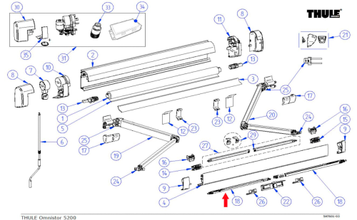Thule  Stützfuß 162 cm  - Thule