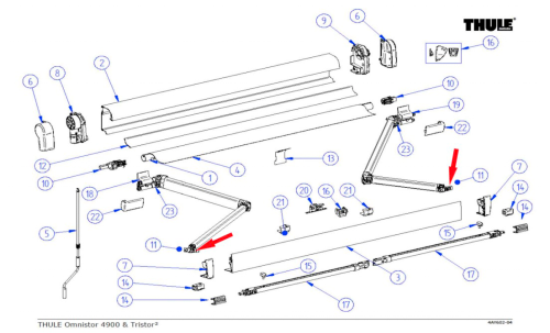 Thule Gelenkarm-Endstück Satz  - Thule