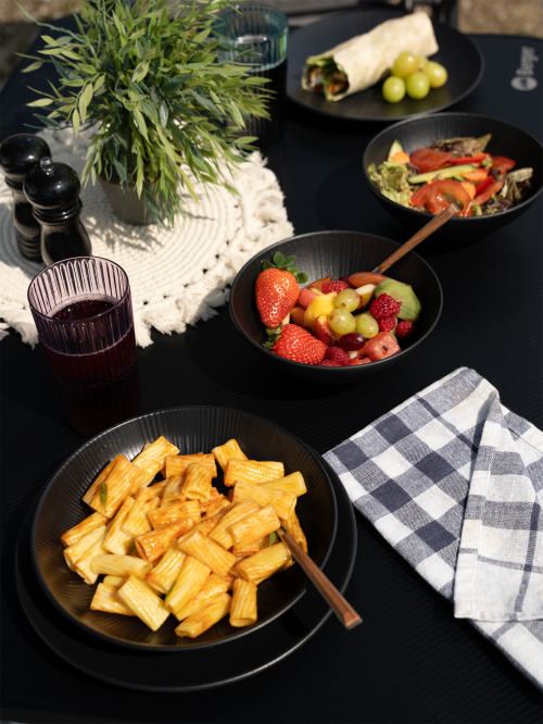 Camplife Izma RPET Geschirr-Set schwarz 12-tlg. für 4 Personen - Kunststoff und Melamin Geschirr-Sets