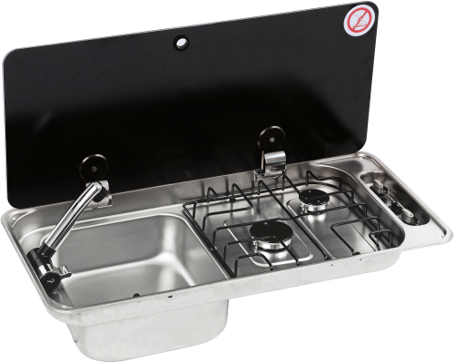 CAN 2-flammige Kocher-Spüle-Kombination mit Spüle links 716 x 340 x 150 mm - Gaskocher