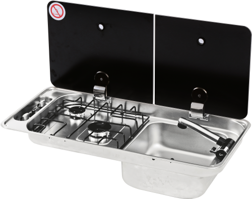 CAN 2-flammige Gaskocher-Spülkombination mit Spüle rechts 716 x 340 x 150 mm - Gaskocher