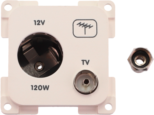 Inprojal System 10.000 Kombi Steckdose 12V mit TV 5 mm weiß - 12 / 24 V Einbausteckdosen