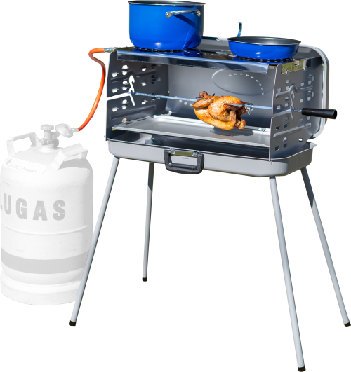 Berger 3-Flammen Koffergasgrill 30 mbar silber - Gasgrills