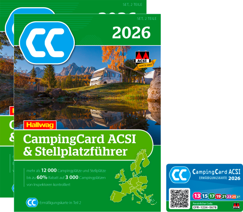 ACSI Stellplatzführer 2026 mit CampingCard Ermäßigungskarte (Deutsch) - Campingführer