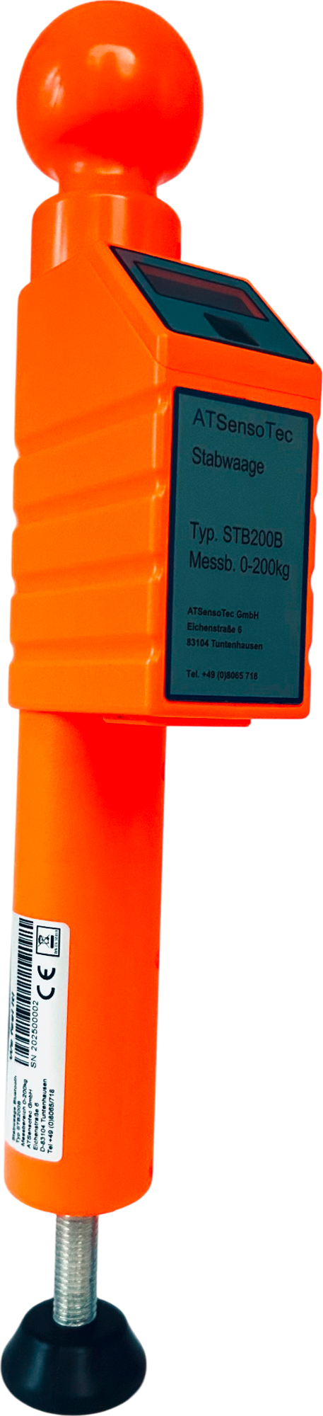 ATSensoTec STB 200 B digitale Stützlastwaage mit Bluetooth bis 200 kg Messbereich orange - Waagen