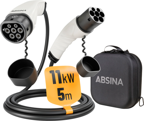Absina Ladekabel Typ 2 Mode 3 für Elektroautos 11 kW / 16 A / 5 Meter - Batterie-Ladegeräte