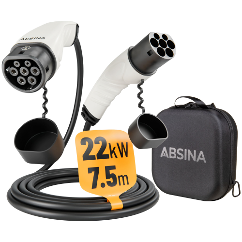 Absina Ladekabel Typ 2 Mode 3 für Elektroautos 22 kW / 32 A / 7,5 Meter - Batterie-Ladegeräte