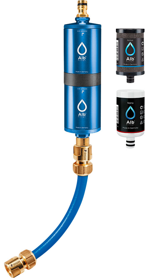 Alb Filter FUSION Active+Nano Trinkwasserfilter - Camping-Set: Mobil mit Koffer - Blau - Trinkwasseraufbereitung