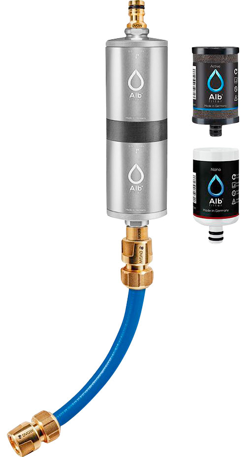 Alb Filter FUSION Active+Nano Trinkwasserfilter - Camping-Set: Mobil mit Koffer - Silber - Trinkwasseraufbereitung