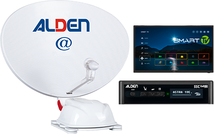Alden AS2@ 80 HD vollautomatische Satellitenanlage Ultrawhite inkl. S.S.C. HD Steuermodul / LTE Antenne / Smartwide LED TV 19 Zoll - Camping-Sat-Anlagen