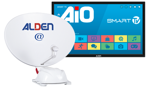 Alden AS2@ 80 SKEW / GPS Satellitenanlage Ultrawhite inkl. A.I.O. SMART TV 22 Zoll - Camping-Sat-Anlagen