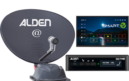 Alden AS2@ 80 Satellitenanlage mit S.S.C. HD-Steuermodul und Smartwide LED-TV inkl. LTE-Dachdurchführung Platinium 22 Zoll - Camping-Sat-Anlagen