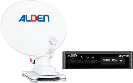 Alden Onelight 65 HD vollautomatische Satellitenanlage Ultrawhite inkl. S.S.C. HD-Steuermodul und Ultrawide LED TV  24 Zoll - Camping-Sat-Anlagen