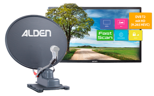 Alden Onelight HD vollautomatische Satellitenanlage Platinium inkl. Ultrawide LED TV 24"  - Camping-Sat-Anlagen