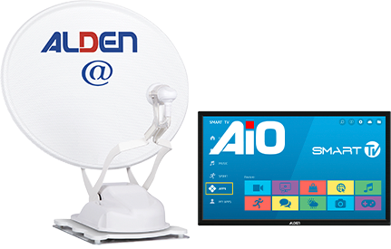 Alden Onelight@ 60 HD EVO vollautomatische Satellitenanlage Ultrawhite inkl. LTE Antenne und A.I.O. Smart TV mit integrierter Antennensteuerung 22 Zoll - Camping-Sat-Anlagen