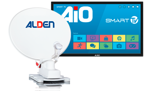 Alden Onelight@ 65 Satellitenanlage Ultrawhite inkl. A.I.O. EVO SMART-TV 22 Zoll - Camping-Sat-Anlagen