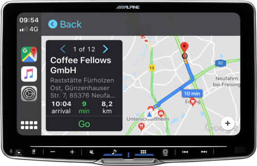 Alpine 9inch Display mit 1-DIN Body; Apple CarPlay Wireless und Android Auto - Navigationsgeräte