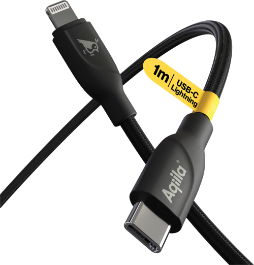 Aqiila Cablebird CS21 Lade/ Sync Kabel USB C zu Lightning 30 W 1 Meter schwarz - Sonstiges 12 / 24 V Zubehör