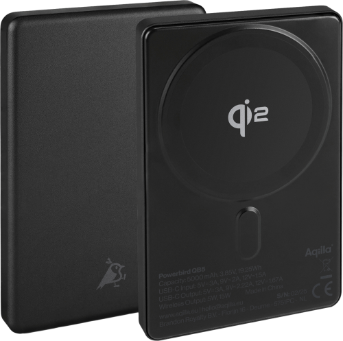 Aqiila Powerbird drahtlose Powerbank 20 W schwarz 5000 mAh - Powerbanks