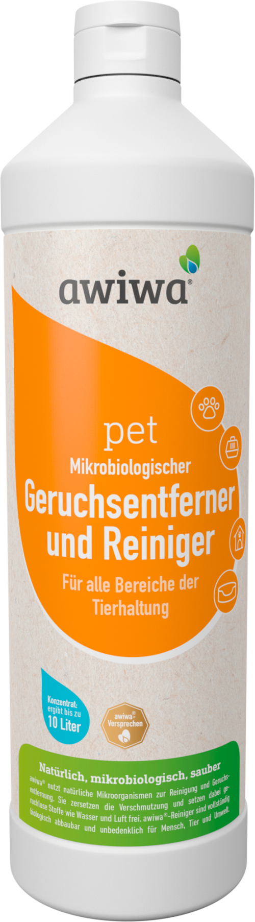 Awiwa pet Reiniger und Geruchsentferner für Tiere 1 Liter - Hundezubehör
