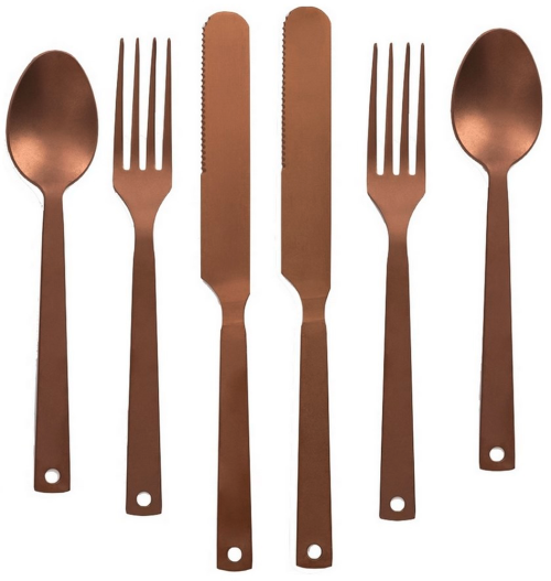 Barebones Besteckset 6 teilig Kupfer - Campingbesteck