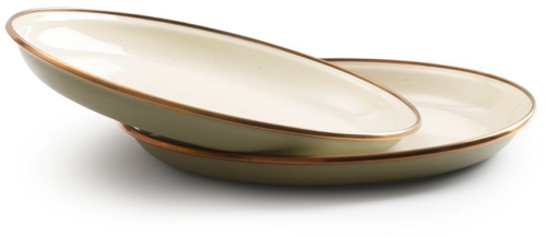 Barebones Enamel emailliertes Salatteller Set 2 teilig olive  - Teller