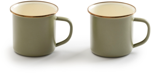 Barebones emaillierte Tassen-Set Enamel 2 teilig olive - Becher & Tassen