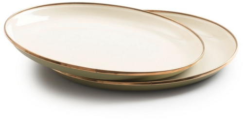 Barebones emaillierte Teller Set Enamel 2 teilig olive - Teller