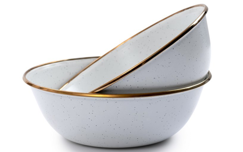 Barebones emailliertes Schüssel Set Enamel 2 teilig egg shell - Schüsseln & Schalen