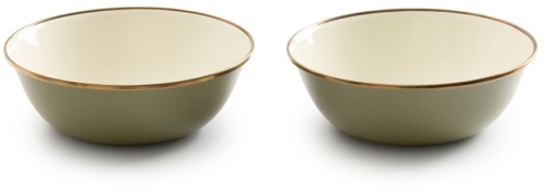 Barebones emailliertes Schüssel Set Enamel 2 teilig olive - Schüsseln & Schalen