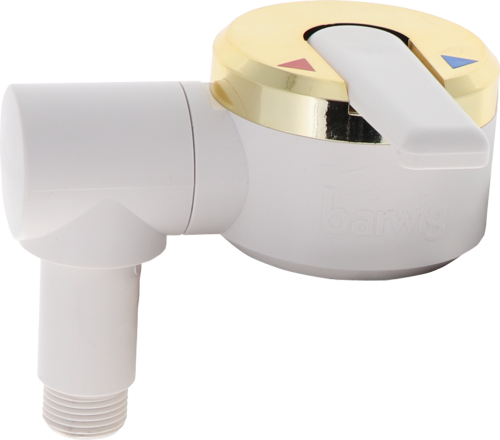 Barwig Einhebel-Brausemischarmatur Automatik mit 3/8 Zoll Duschabgang und Tülle Weiß-Gold - Einhebelmischer