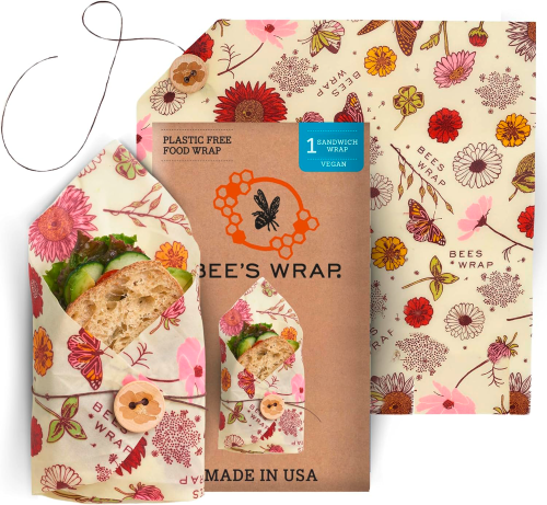 Bees Wrap Pflanzenwachstuch Vegan Meadow Magic für Sandwiches - Lebensmittelbehälter / Vorratsdosen von BeesWrap