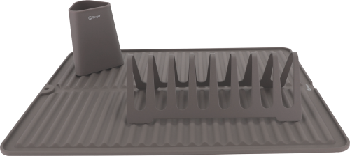 Berger Abtropfgestell Set 3-tlg. mit Geschirrhalter, Abtropfmatte und Besteckhalter grau - Spülhilfen