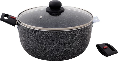 Berger Aluminium Kochtopf Stone Rock mit Glasdeckel 20 cm 2,7 Liter - Camping-Töpfe