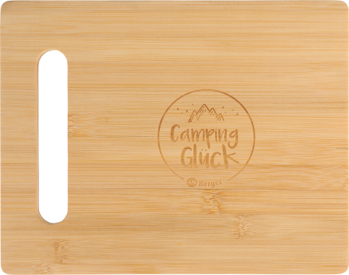 Berger Bambus Schneidebrett 28 x 22 cm "Camping Glück" - Schneidebretter