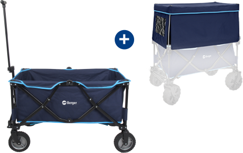 Berger Bollerwagen Blau Set 2-teilig mit passendem Sonnendach - Transportieren & Befestigen