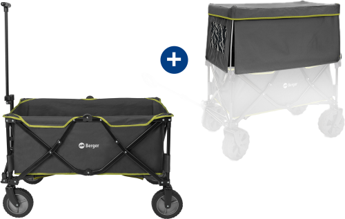 Berger Bollerwagen Grün Set 2-teilig mit passendem Sonnendach - Transportieren & Befestigen