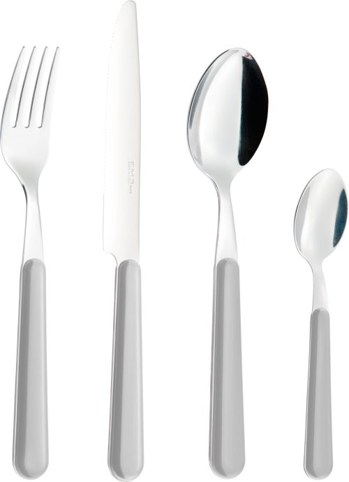 Berger Brezza Edelstahl Besteckset 16-tlg. + Besteckbox grau für 4 Personen - Campingbesteck