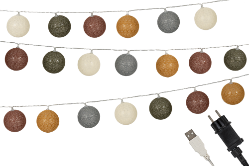 Berger Cotton Sphere Lichterkette 20 LED Kugeln (Länge 2,3 m) - LED Campingleuchten