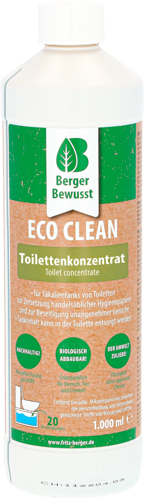 Berger Eco Clean Toilettenzusatz für den Fäkalientank 1 Liter - Sanitärzusätze & -flüssigkeiten