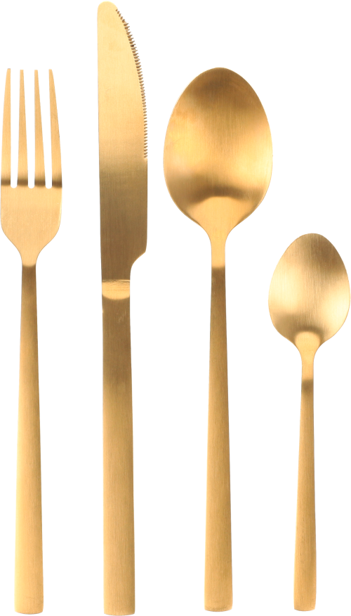 Berger Edelstahl Besteck-Set gold matt 16-tlg. für 4 Personen - Campingbesteck