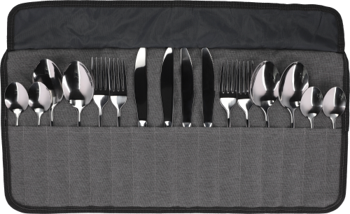 Berger Edelstahl Besteck-Set inkl. Aufbewahrungstasche 16-tlg. - Campingbesteck