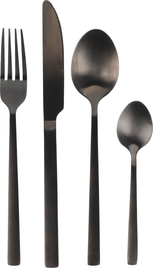 Berger Edelstahl Besteck-Set schwarz matt 16-tlg. für 4 Personen - Campingbesteck