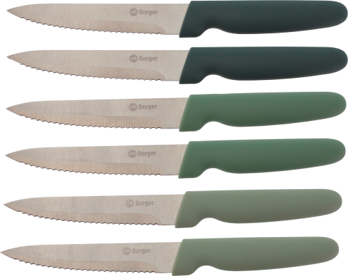 Berger Edelstahl Steakmesser-Set 6-tlg. grün - Campingbesteck