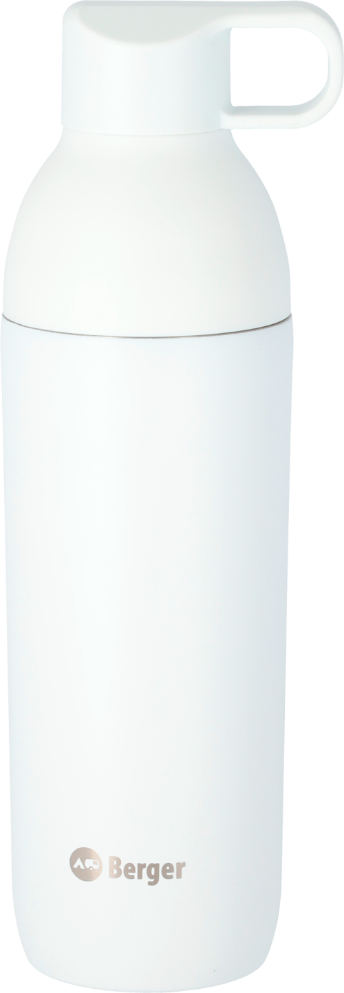 Berger Edelstahl Trinkflasche mit 2-in-1 Deckel 550 ml - weiß matt - Isolierflaschen & Isobehälter