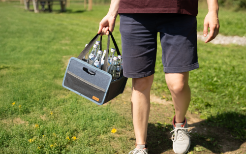 Berger Faltbox Milo mit Flascheneinsatz blau/schwarz - Faltboxen